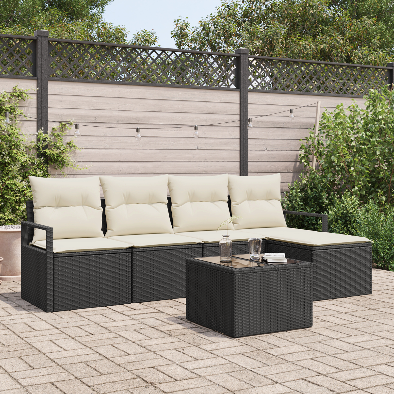Set di Divani da Giardino  con Cuscini in Rattan Pollo Marrone