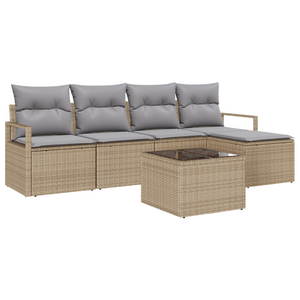 Set divani giardino  6 pezzi con cuscini in polyrattan nero