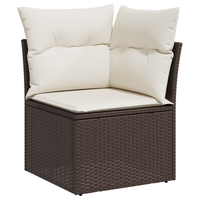 Set Divano da Giardino 4 Pezzi con Cuscini Marrone Rattan Poliestere