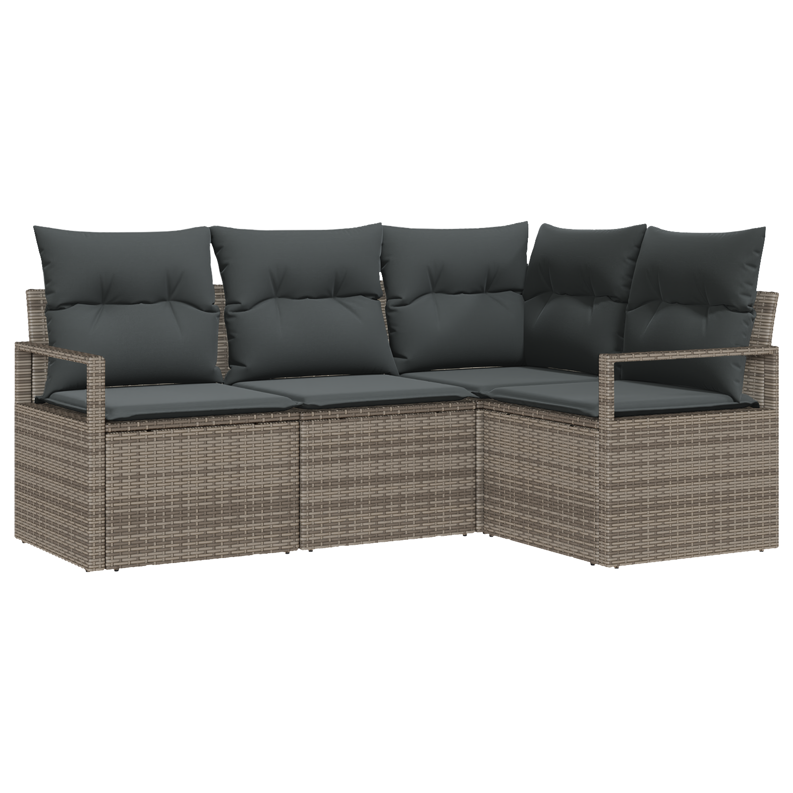 Set di Divani da Giardino 4 Pezzi con Cuscini Grigio Rattan Sintetico