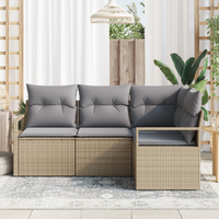 Divano da Giardino Angolare Set di 3 Beige e grigio