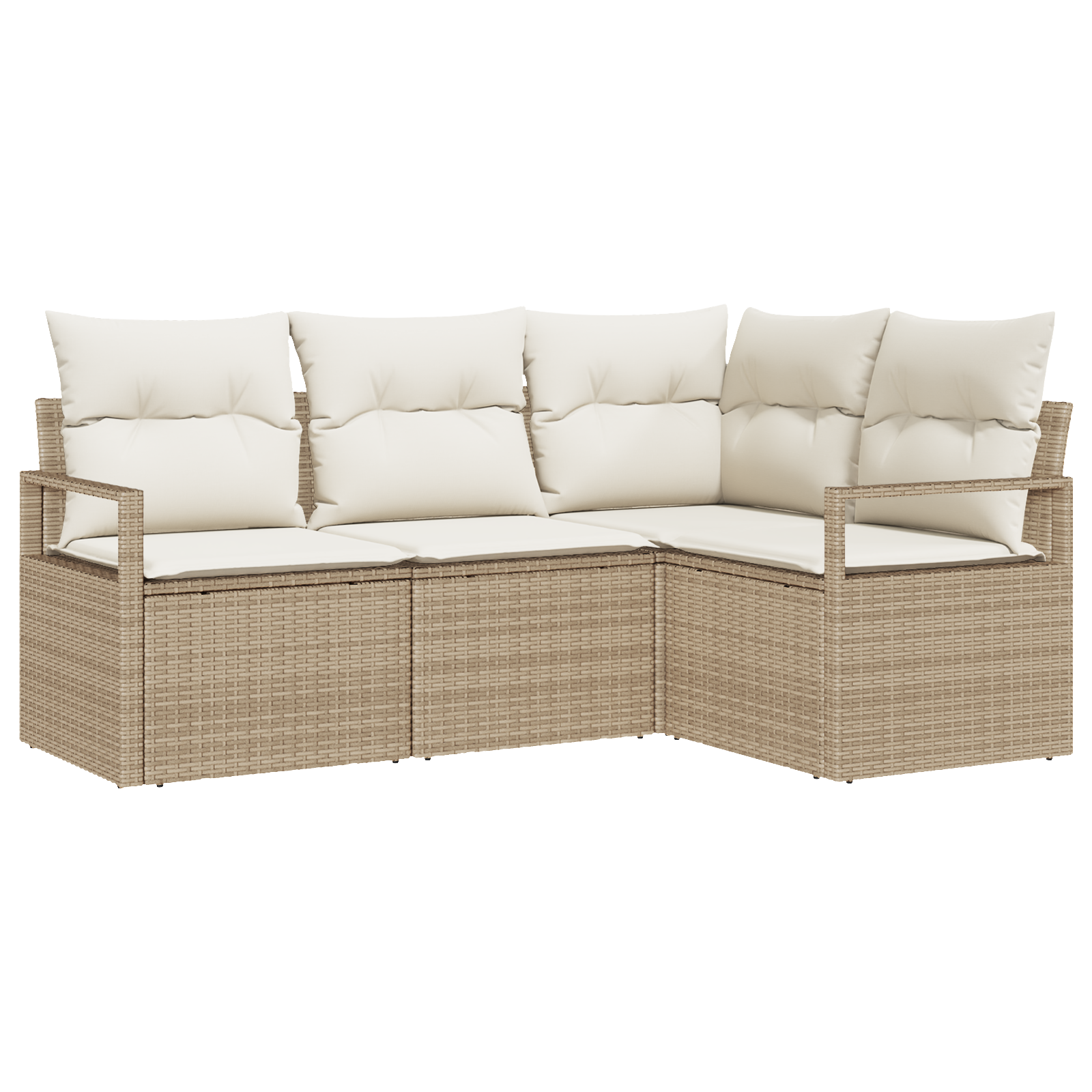 Set di divani da giardino  4 pezzi con cuscini Beige Polyrattan