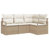 Set di divani da giardino  4 pezzi con cuscini Beige Polyrattan