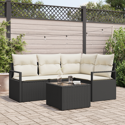 Set Divano da Giardino  a 4 Pezzi con Cuscini Rattan Polvere di Caffè