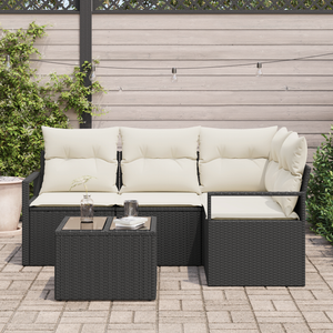 Set Divano da Giardino  a 4 Pezzi con Cuscini Rattan Polvere di Caffè