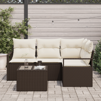 Set di divani da giardino 4 pezzi con cuscini in grigio polyrattan