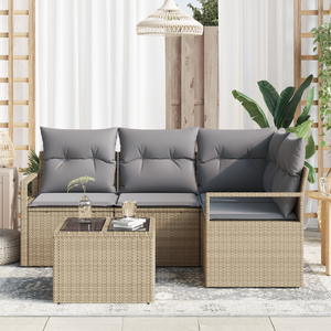 Set di divani da giardino  con cuscini in rattan poliestere nero