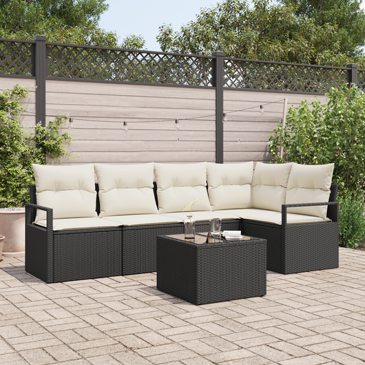 Set di Divani da Giardino 5 Pezzi con Cuscini Rattan Polyrattan Marrone