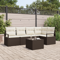 Set divano da giardino da 5 pezzi con cuscini in grigio polyrattan