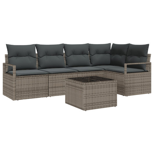 Set Divano da Giardino  5 Pezzi con Cuscini Rattan Nero