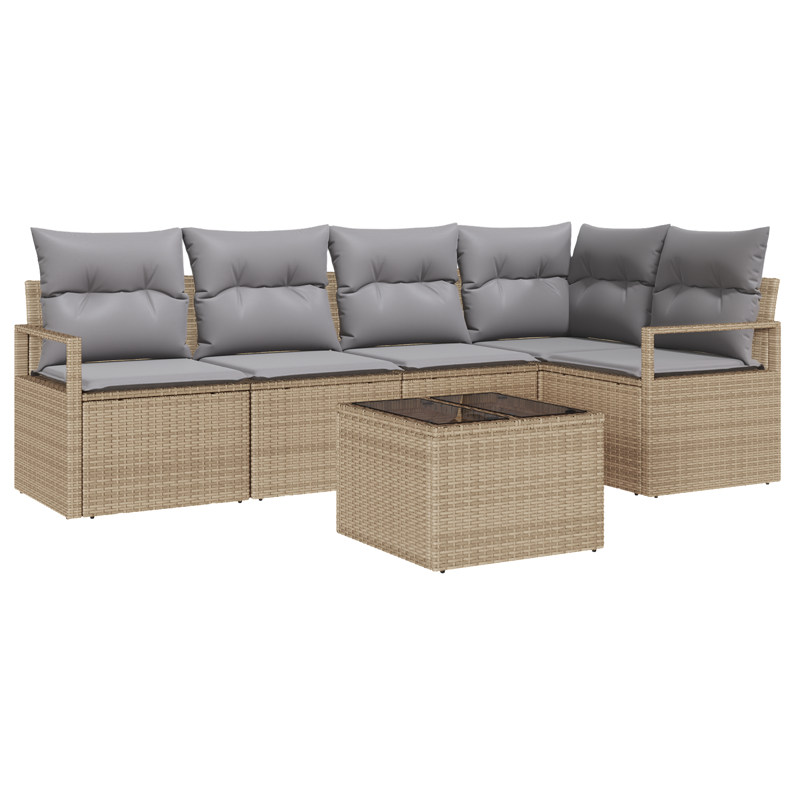 Set Divano da Giardino con Cuscini 6 Pezzi Rattan in Polyrattan Nero