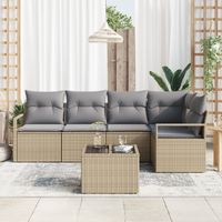 Set Divano da Giardino con Cuscini 6 Pezzi Rattan in Polyrattan Nero