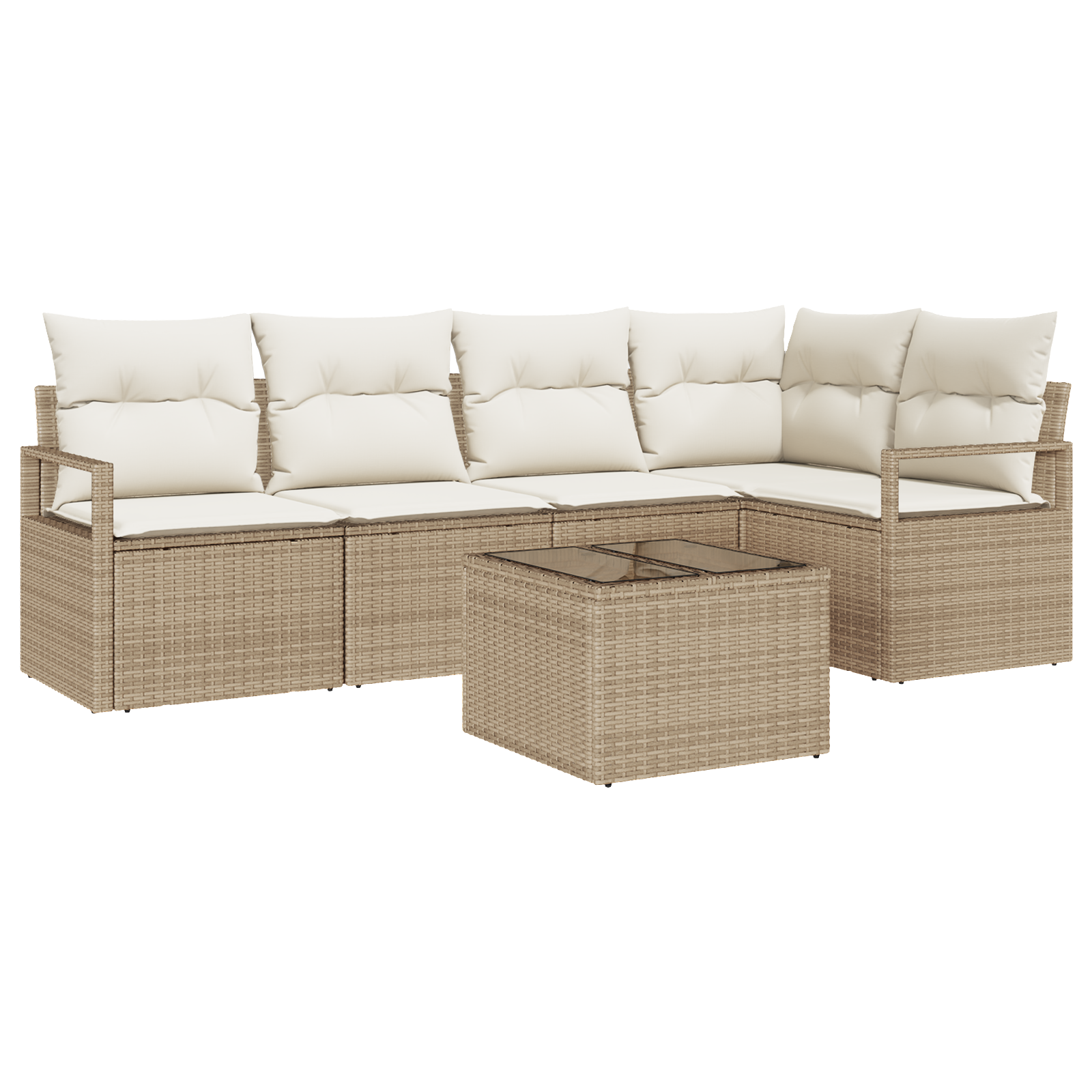 Set Divano da Giardino  con Cuscini 6 Pezzi Rattan Polvere Marrone