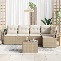 Set Divano da Giardino  con Cuscini 6 Pezzi Rattan Polvere Marrone
