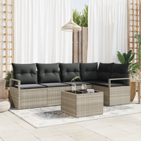 Set di Divani da Giardino 6 Pezzi con Cuscini Grigio Polyrattan
