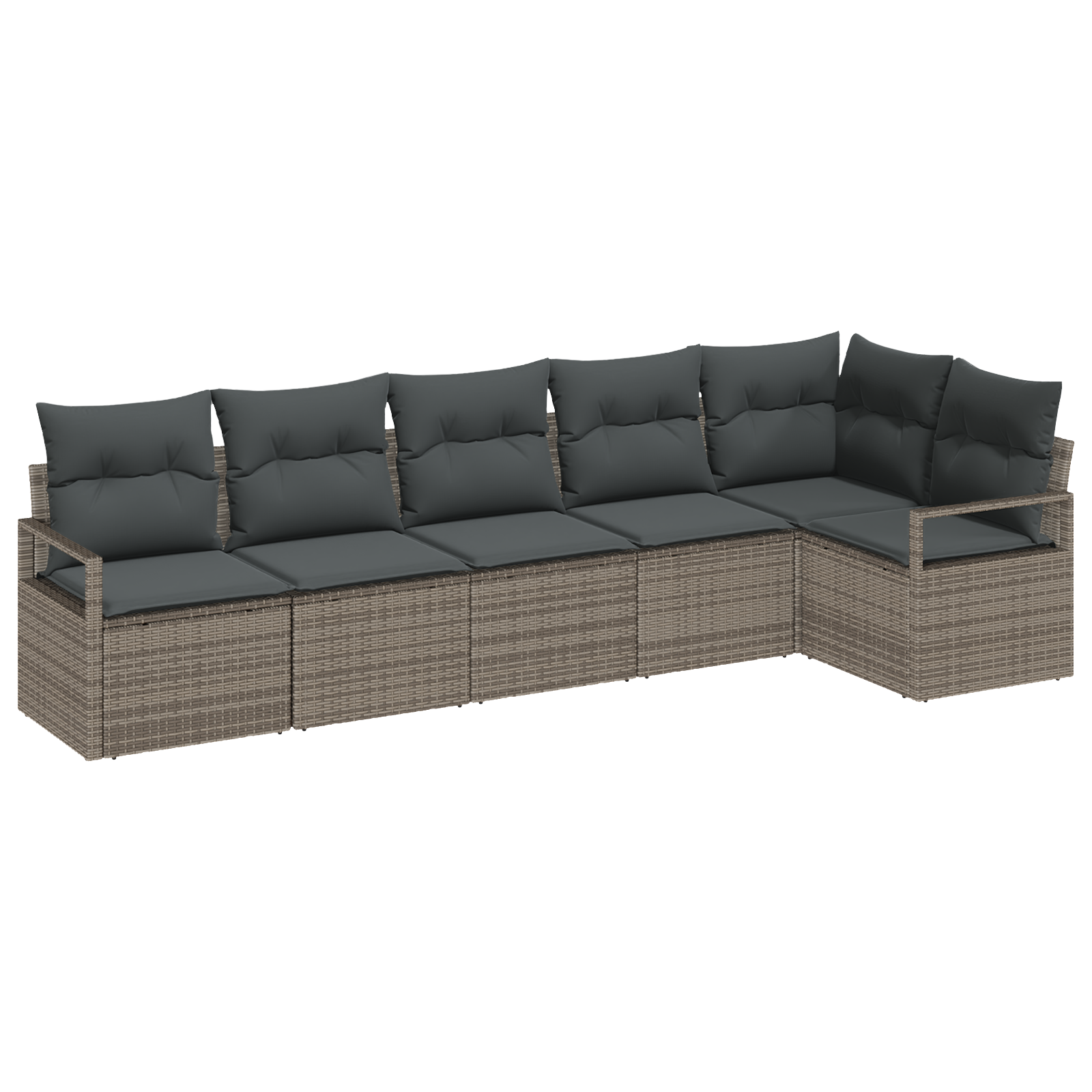 Set di divani da giardino a 6 pezzi con cuscini Grigio Polyrattan