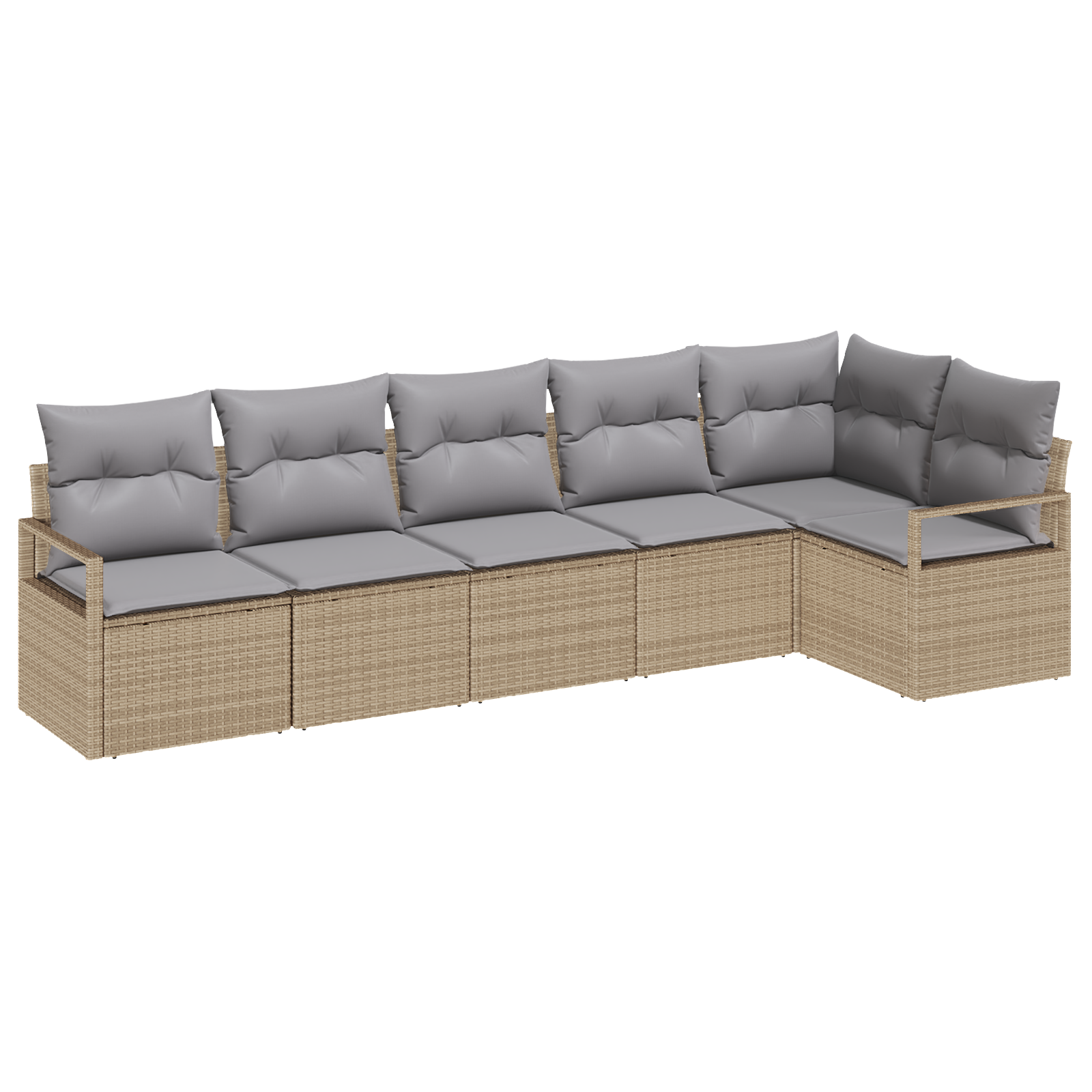 Set di Sofà da Giardino  a 6 Pezzi con Cuscini Beige in Polyrattan