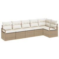 Set di divani da giardino a 6 pezzi con cuscini beige poli rattan
