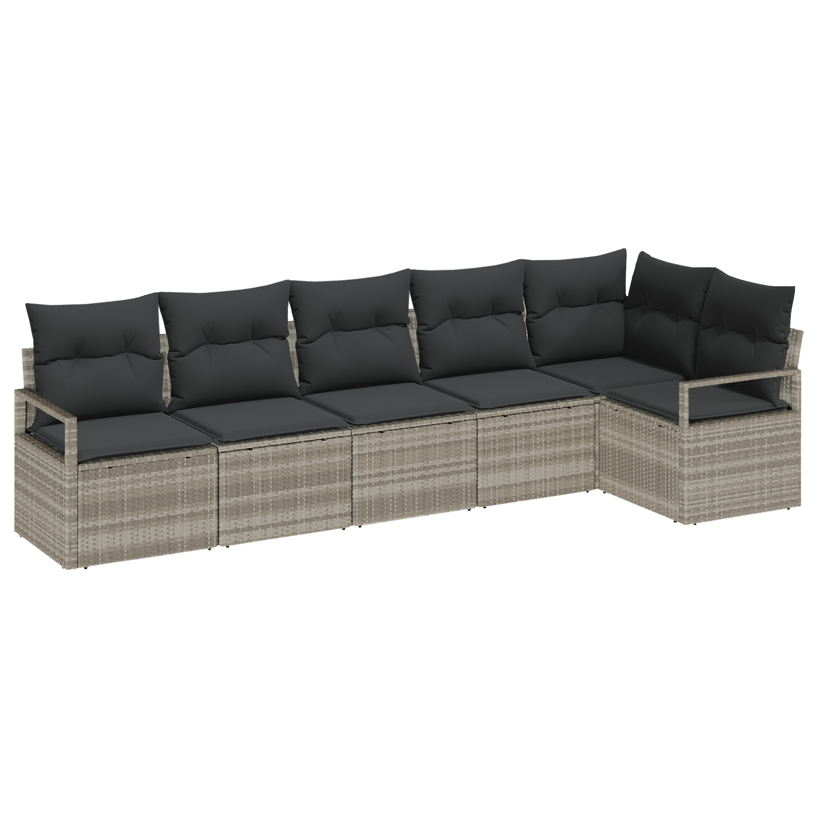 Set di divani da giardino  6 pezzi con cuscini grigio chiaro polyrattan