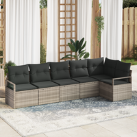 Set di divani da giardino  6 pezzi con cuscini grigio chiaro polyrattan