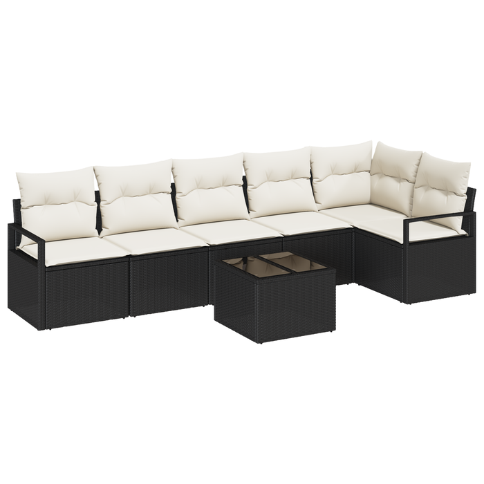 Set divano da giardino  6 pezzi con cuscini in polyrattan marrone
