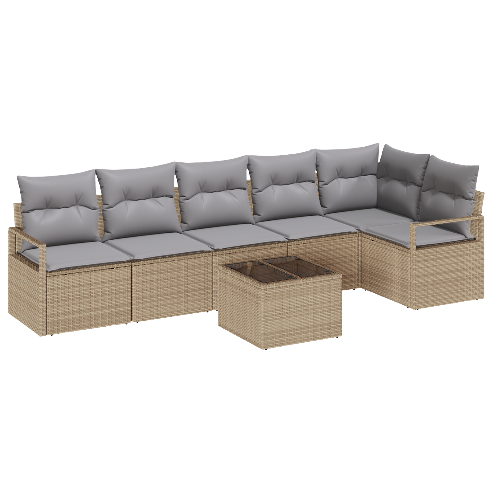 Set Divano da Giardino  7 Pezzi con Cuscini Rattan Sintetico Nero
