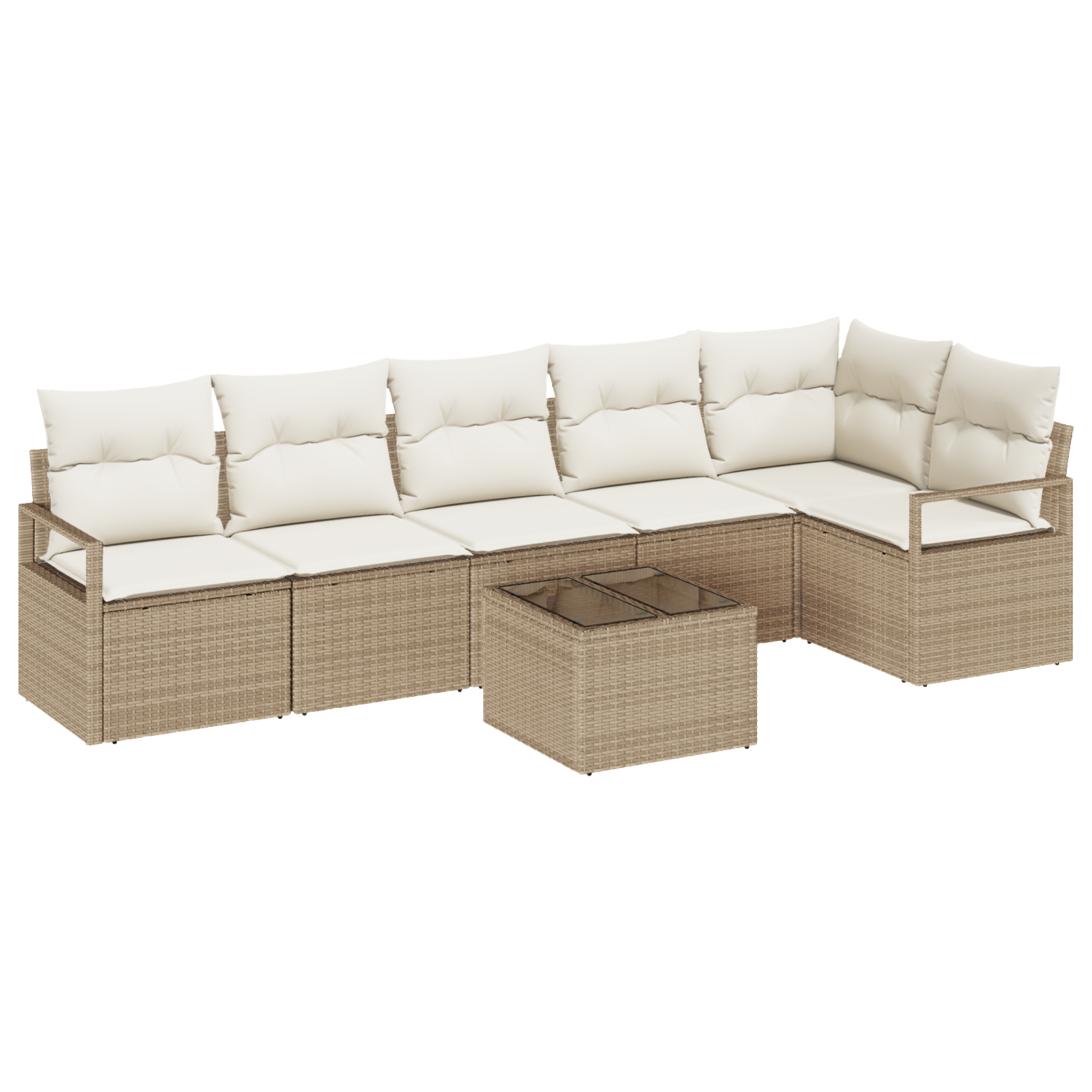 Set Divano da Giardino  7 Pezzi con Cuscini Rattan Polimerico Marrone