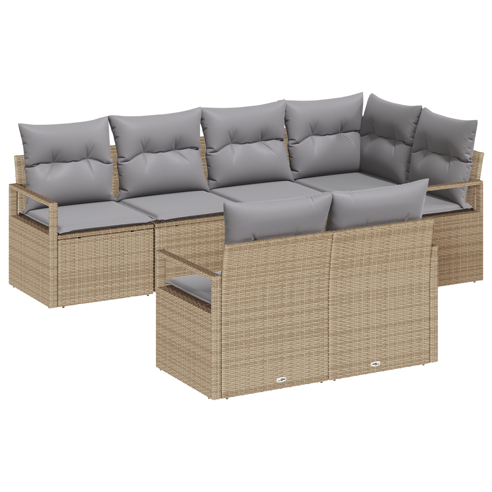 Set divano da giardino  a 7 pezzi con cuscini beige in rattan sintetico