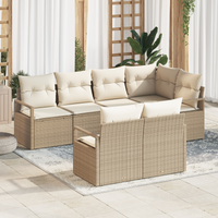 Set di divani da giardino  7 pezzi con cuscini in beige e polyrattan