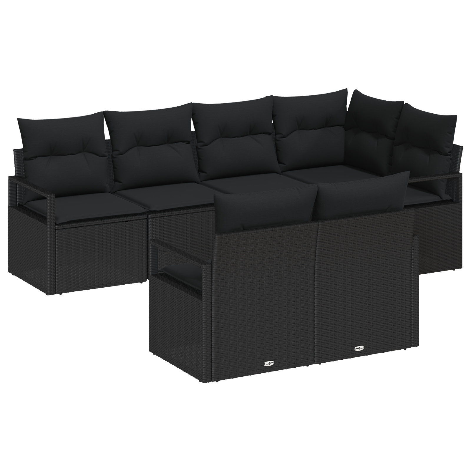 Set divani da giardino  con cuscini Nero Polyrattan