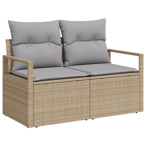 Set di divano da giardino 8 pezzi con cuscini in polyrattan beige