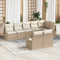 Set da divano da giardino  8 pezzi con cuscini beige in polyrattan
