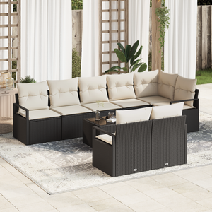 Set divano da giardino 8 pezzi con cuscini marrone polyrattan