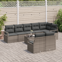 Set di divani giardino  8 pezzi con cuscini polyrattan nero