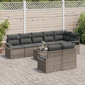 Set di divani giardino  8 pezzi con cuscini polyrattan nero