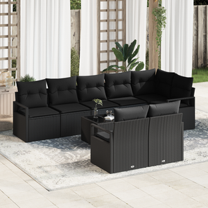 Set divano giardino  di 9 pezzi con cuscini beige in polyrattan