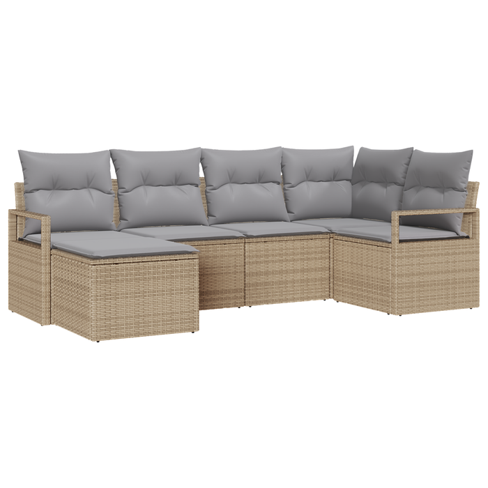 Set di divani da giardino  6 pezzi con cuscini Beige Rattan sintetico