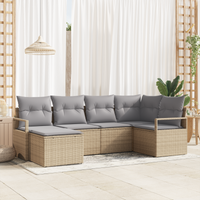Set di divani da giardino  6 pezzi con cuscini Beige Rattan sintetico