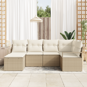 Set da divano da giardino  6 pezzi con cuscini beige in polirattan