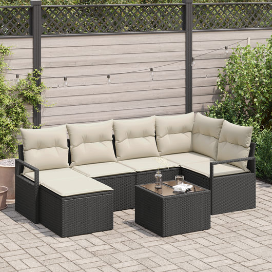 Set divani giardino  6 pezzi con cuscini in polyrattan marrone