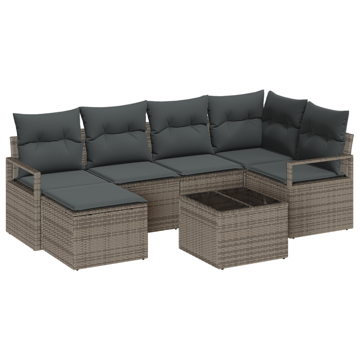 Set di Sofà da Giardino da 6 Pezzi con Cuscini Rattan Nero