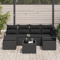 Set Divano Giardino Modulare con Cuscini Beige in Polyrattan