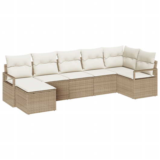 Set di divani da giardino  7 pezzi con cuscini Beige Polyrattan