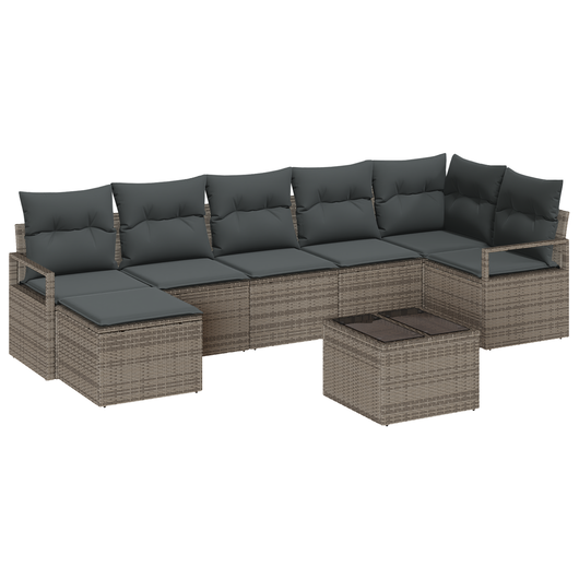 Set Divano da Giardino  7 Pezzi con Cuscini Rattan Polirattan Nero
