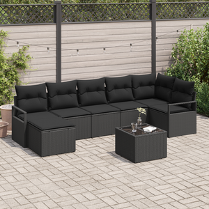 Set di Divano da Giardino 8 Pezzi con Cuscini Beige Polyrattan