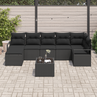 Set di Divano da Giardino 8 Pezzi con Cuscini Beige Polyrattan