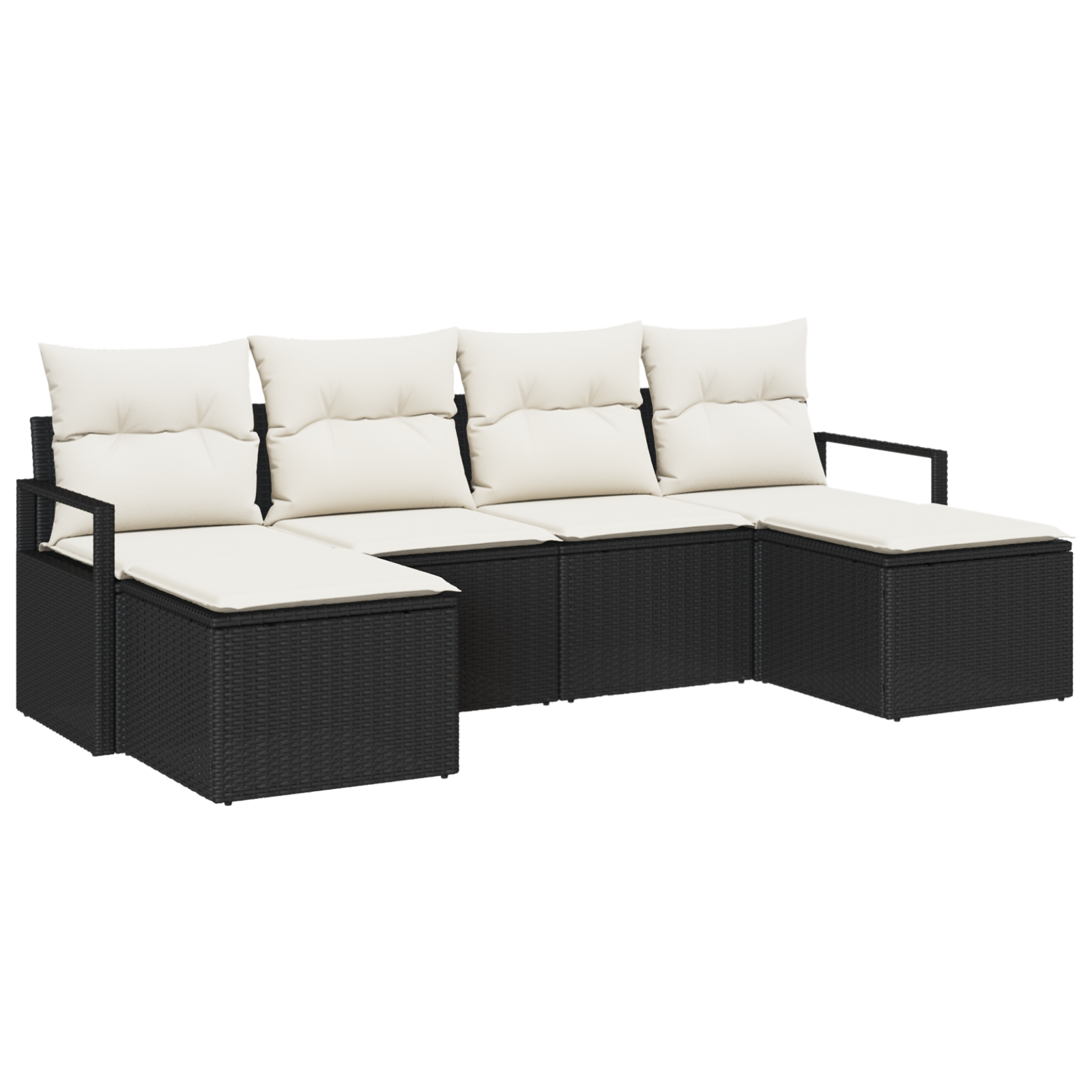 Set divano giardino 6 pezzi con cuscini polyrattan nero