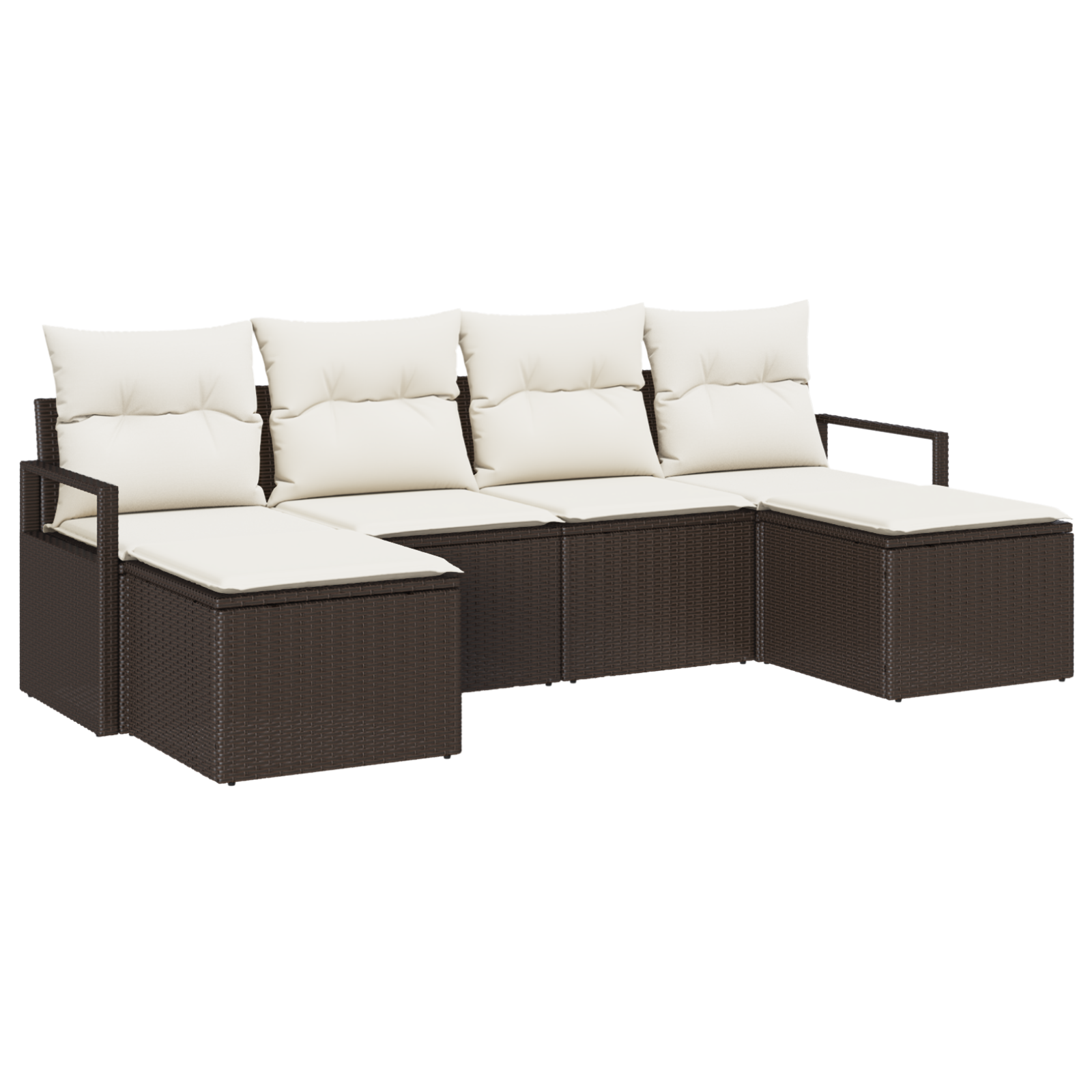 Set Divano da Giardino 6 Pezzi con Cuscini Marrone Rattan