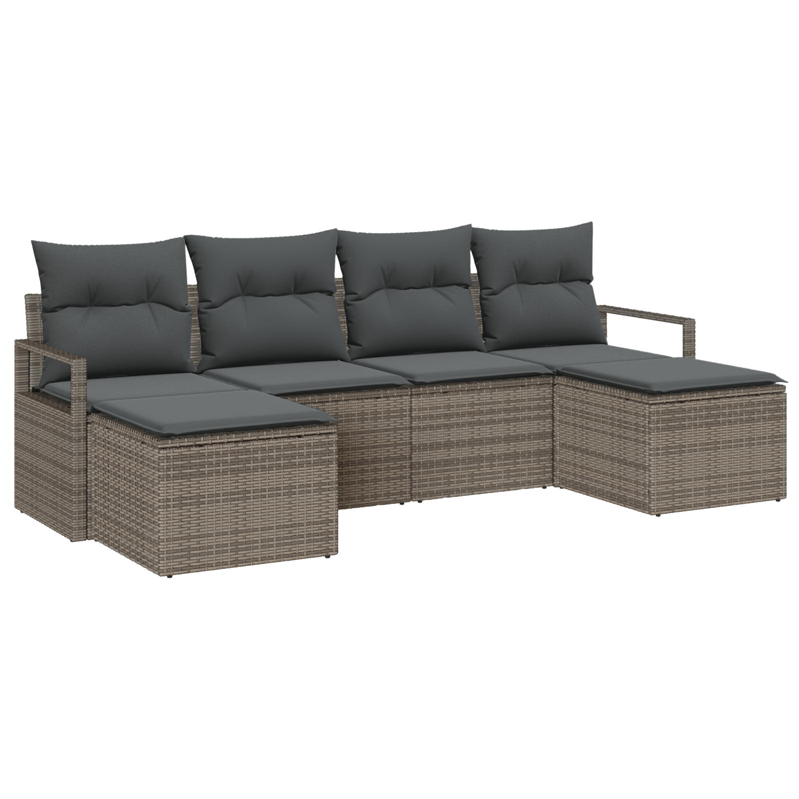 Set di Divano da Giardino  6 Pezzi con Cuscini Grigio Polyrattan
