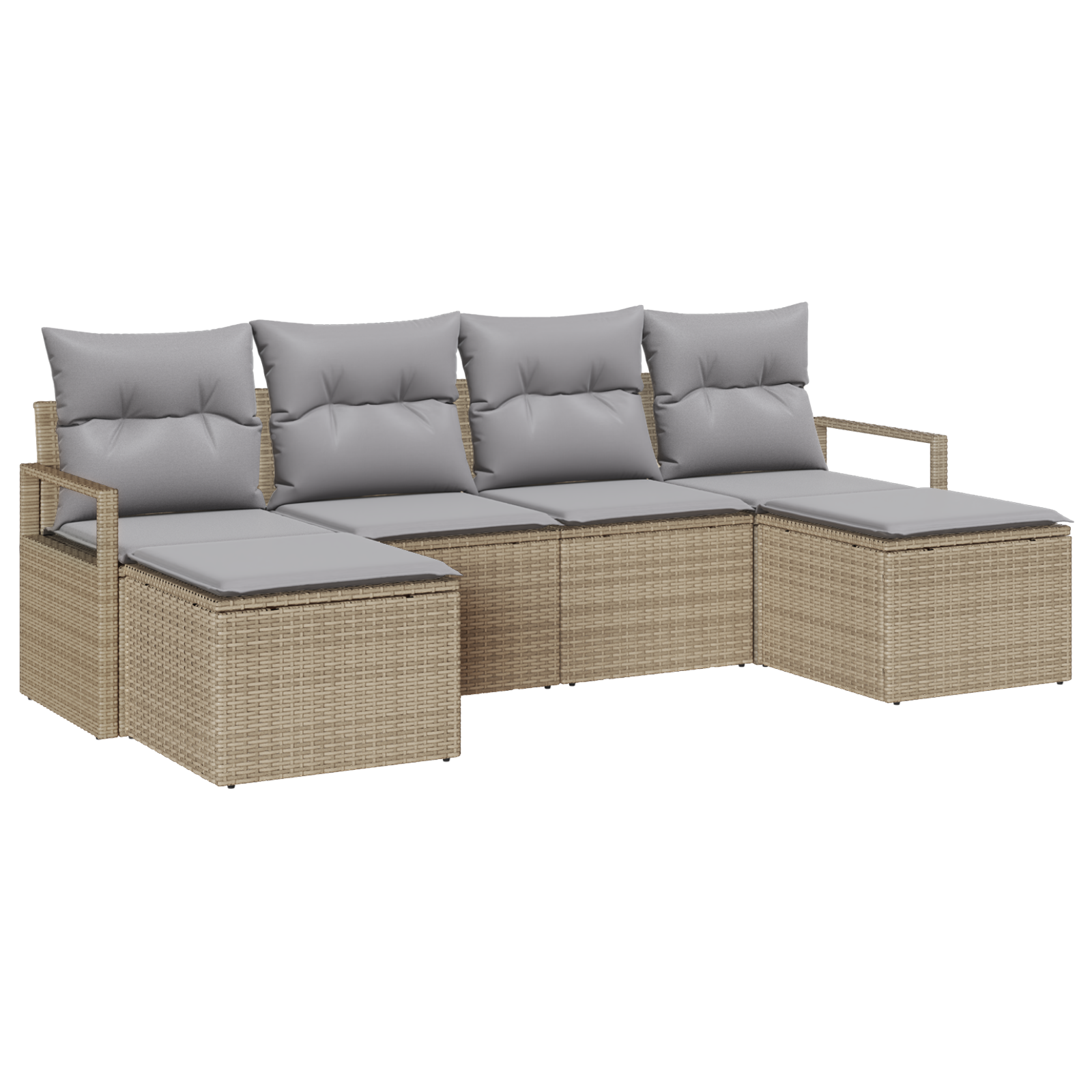 Set di divani da giardino  da 6 pezzi con cuscini Beige Poly Rattan